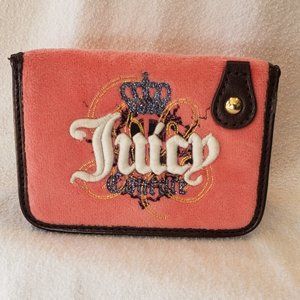 Juicy Couture Pink Velour Embroidered Card Wallet